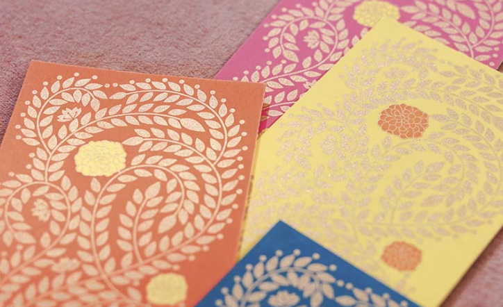 Choosing the right colours for wedding invitations.